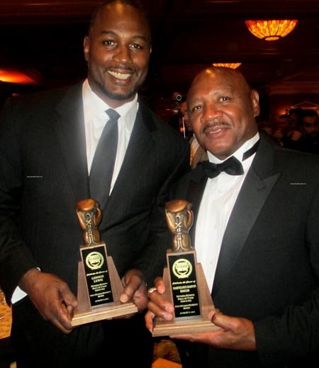 Marvelous Marvin Hagler and heavyweight boxing champion Lennox Lewis both inducted into Nevada Hall Of Fame August 8, 2015.