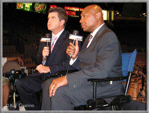 Marvelous Marvin Hagler. Marvelous Marvin Hagler with Brian Kenny on set for ESPN as Boxing Analyst Friday Night Fights show on July 20, 2007 in Los Vegas. Photo by Kay Guarino